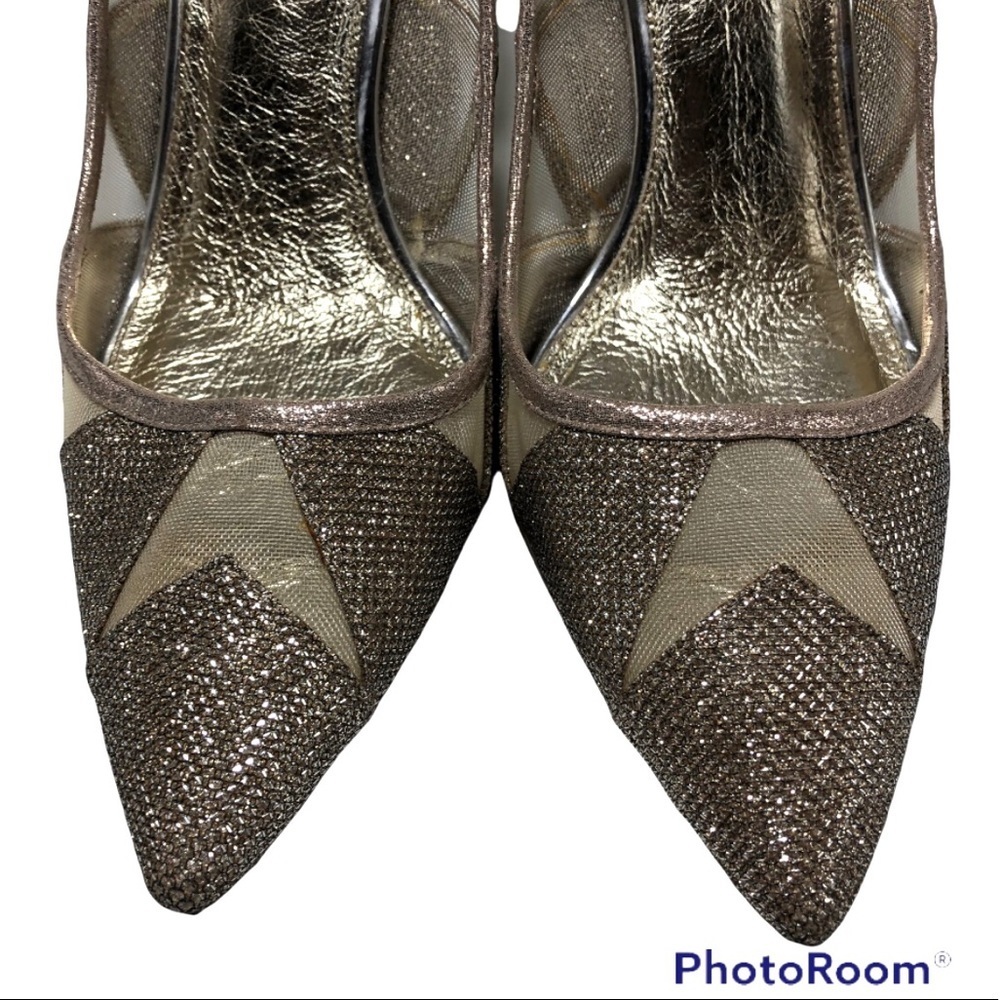Gold glitter cut out stiletto heels 9 1/2 M - Picture 5 of 10